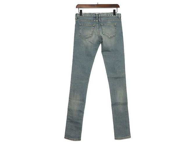 Saint Laurent Vaqueros Skinny de Denim Distressed para Mujer Castaño - vista 4
