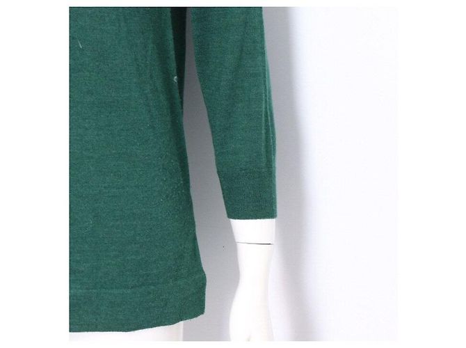 Moncler Grünes Strick-T-Shirt für Damen mit Logo am Arm - Ansicht 3