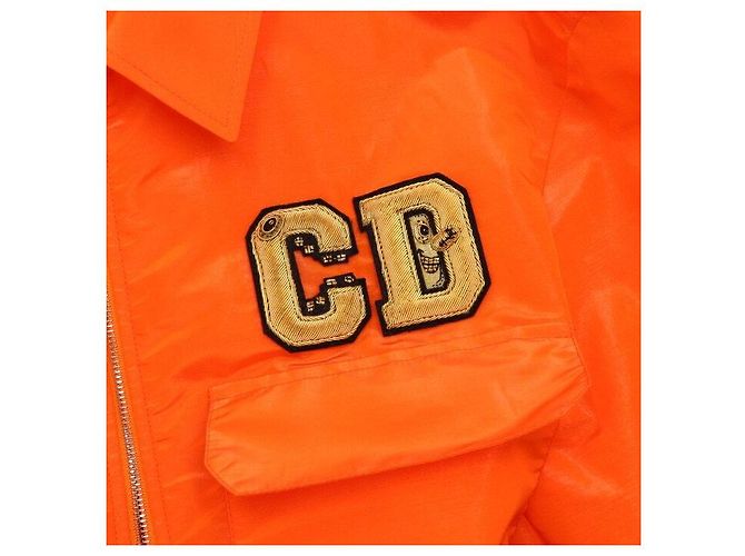 Dior Kenny Scharf Herren-Hemdjacke aus orangefarbenem Nylon mit CD-Logo - Ansicht 6