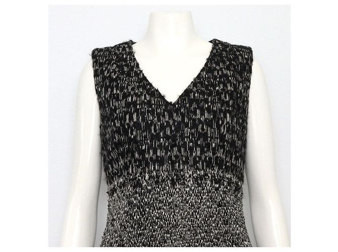 Chanel Abito in lana tweed nero da donna - vista 2