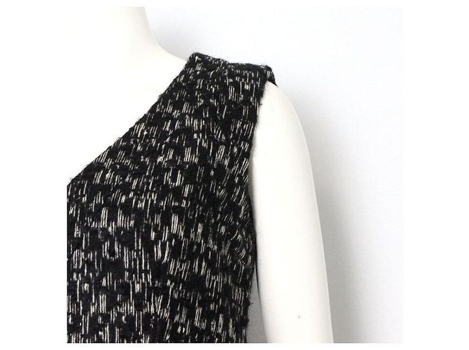 Chanel Abito in lana tweed nero da donna - vista 3