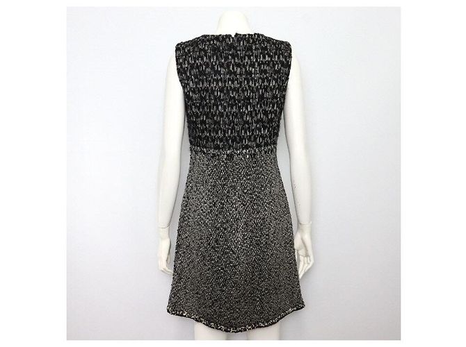 Chanel Abito in lana tweed nero da donna - vista 4