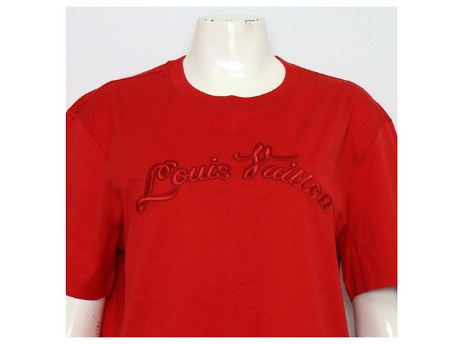 Louis Vuitton T-Shirt für Damen mit rotem besticktem Logo - Ansicht 2