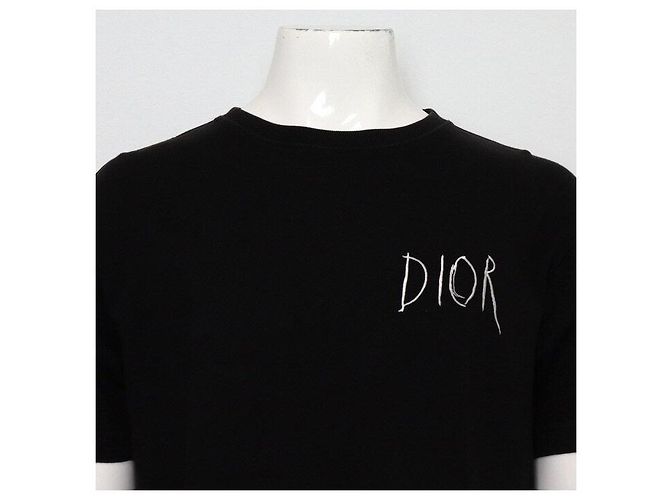 Dior Schwarzes T-Shirt mit Kurzarm und besticktem Logo - Ansicht 2