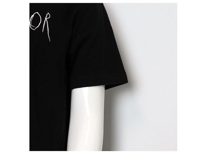 Dior Schwarzes T-Shirt mit Kurzarm und besticktem Logo - Ansicht 3