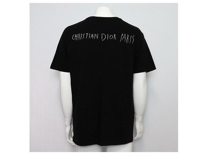 Dior Schwarzes T-Shirt mit Kurzarm und besticktem Logo - Ansicht 4