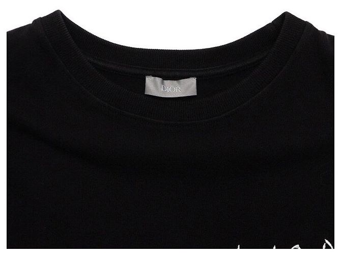 Dior Schwarzes T-Shirt mit Kurzarm und besticktem Logo - Ansicht 5