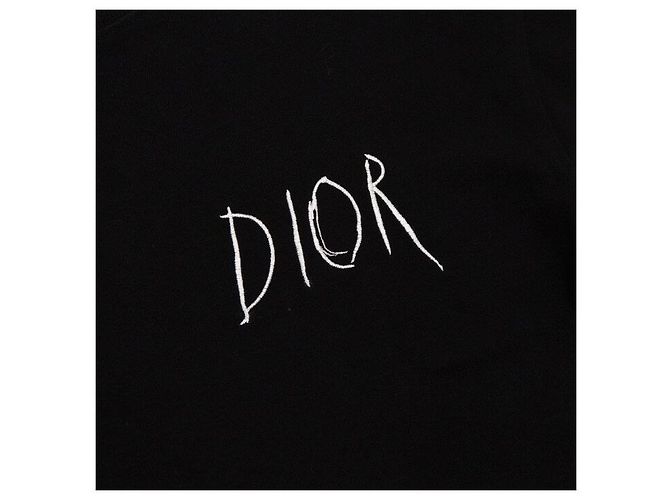 Dior Schwarzes T-Shirt mit Kurzarm und besticktem Logo - Ansicht 6