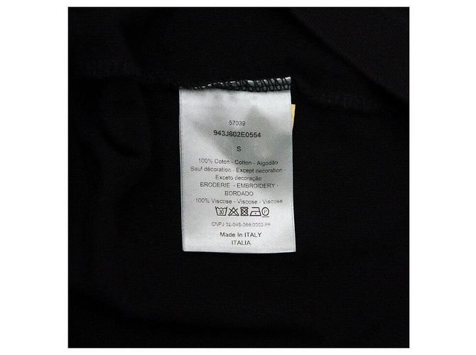 Dior Schwarzes T-Shirt mit Kurzarm und besticktem Logo - Ansicht 7