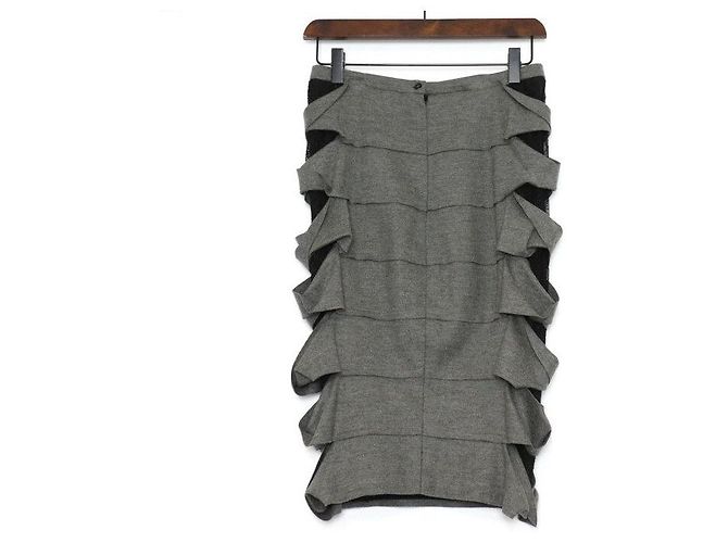 Fendi Falda de algodón gris para mujer - vista 4