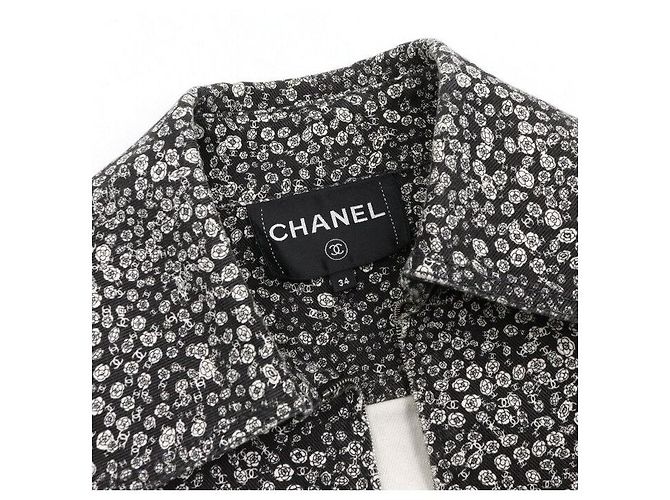 Chanel Chaqueta vaquera oversized para mujer Camelia CC Logo Castaño - vista 5