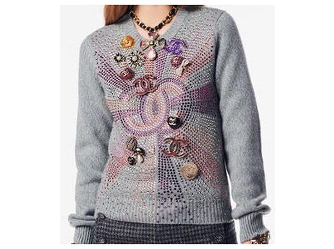 Chanel Kaschmir-Pullover für Damen mit Multi-Kristall-Strick - vue 7