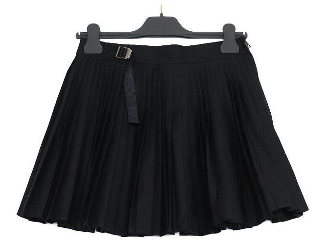 Dior Falda corta plisada de algodón negro para mujer con cinturón - vista 4