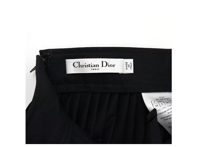 Dior Falda corta plisada de algodón negro para mujer con cinturón - vista 6