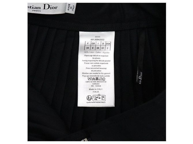 Dior Falda corta plisada de algodón negro para mujer con cinturón - vista 7