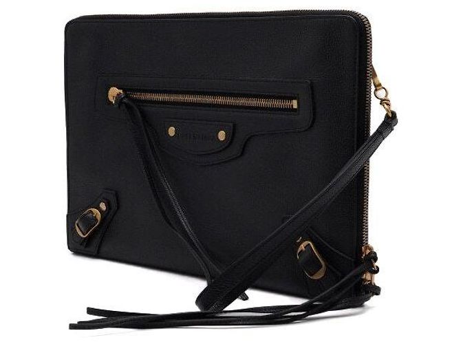 Balenciaga Clutch grande in vitello nero - vista 2