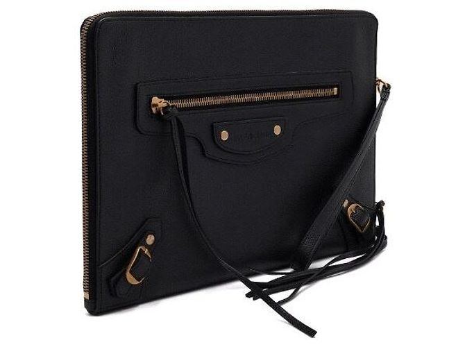 Balenciaga Clutch grande in vitello nero - vista 3