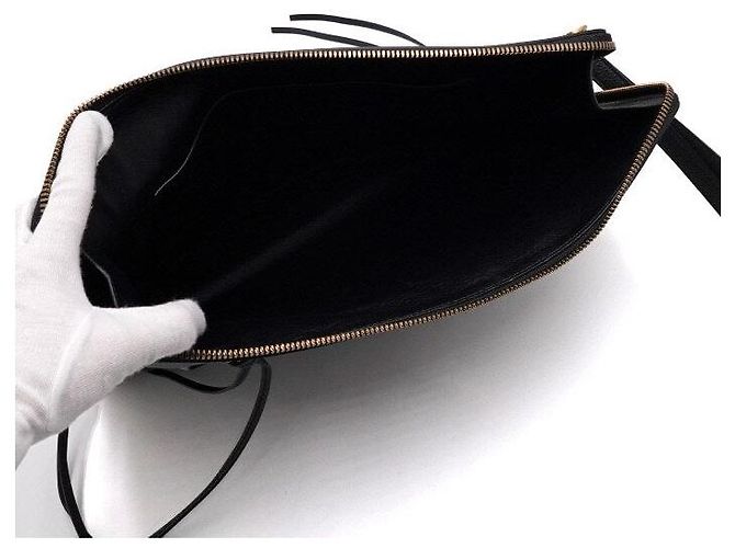 Balenciaga Clutch grande in vitello nero - vista 5