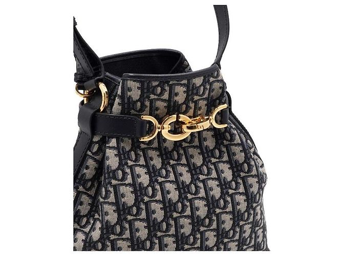 Dior Borsa Tote a Spalla e Crossbody Blue Oblique con Catena Media - vista 10