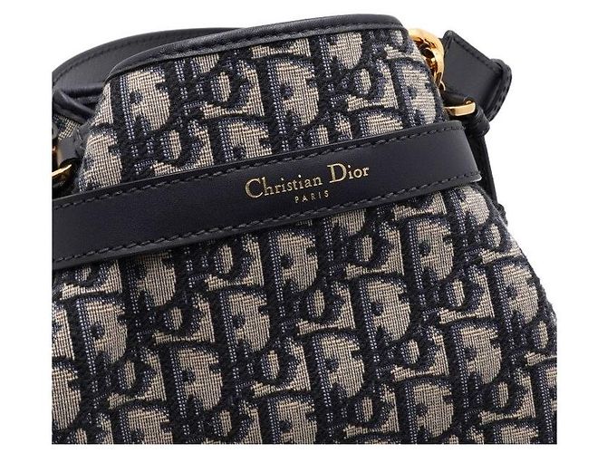 Dior Borsa Tote a Spalla e Crossbody Blue Oblique con Catena Media - vista 11