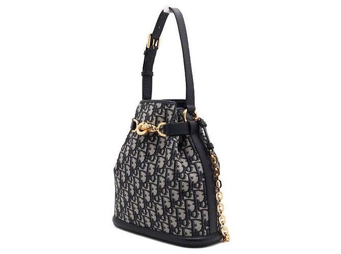 Dior Borsa Tote a Spalla e Crossbody Blue Oblique con Catena Media - vista 2