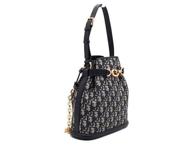 Dior Borsa Tote a Spalla e Crossbody Blue Oblique con Catena Media - vista 3