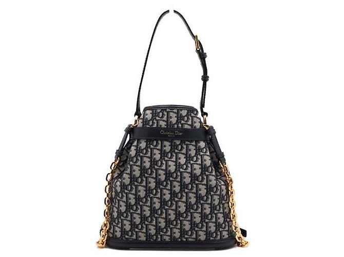 Dior Borsa Tote a Spalla e Crossbody Blue Oblique con Catena Media - vista 4