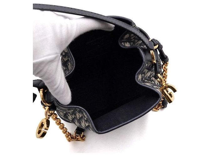 Dior Borsa Tote a Spalla e Crossbody Blue Oblique con Catena Media - vista 5