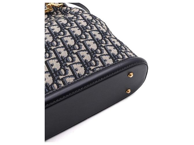 Dior Borsa Tote a Spalla e Crossbody Blue Oblique con Catena Media - vista 7