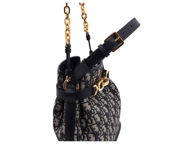 Dior Borsa Tote a Spalla e Crossbody Blue Oblique con Catena Media - vista 9
