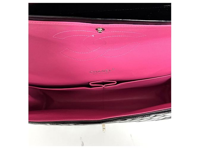 Chanel Borsa a spalla classica in pelle verniciata tono argento Nero - vista 15