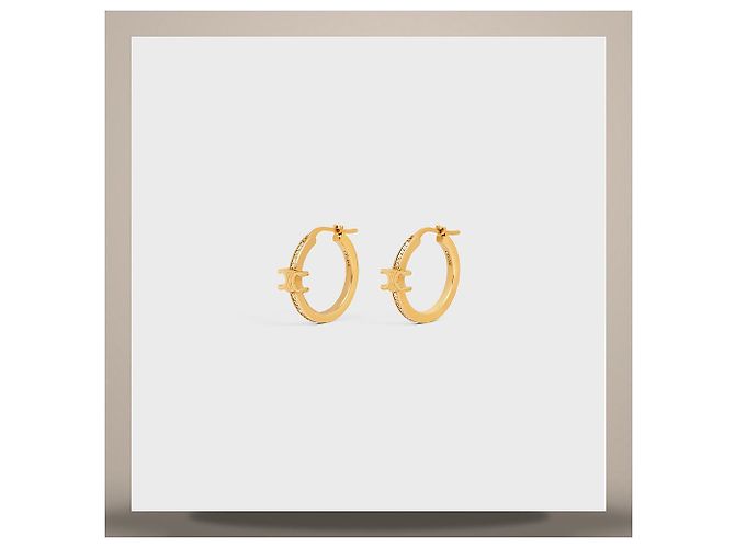 Céline Boucles d'oreilles Triomphe Sparkle Hoop Strass Laiton Finition Or - vue 3