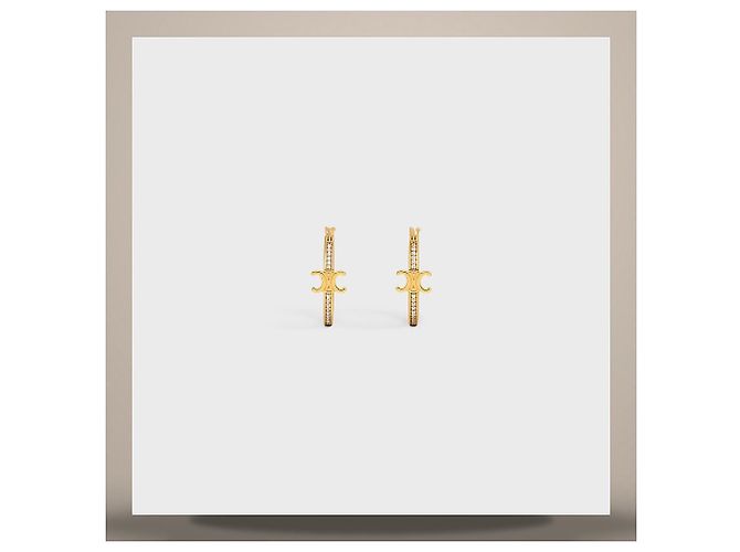 Céline Boucles d'oreilles Triomphe Sparkle Hoop Strass Laiton Finition Or - vue 4
