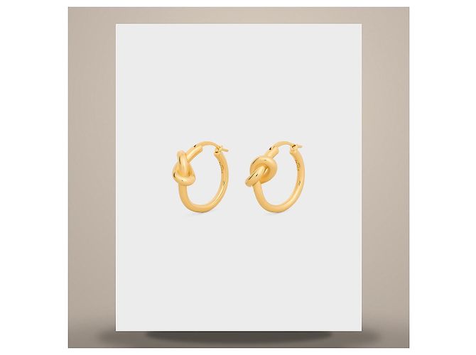 Céline Boucles d'oreilles Triomphe Sparkle Hoop Strass Laiton Finition Or - vue 6