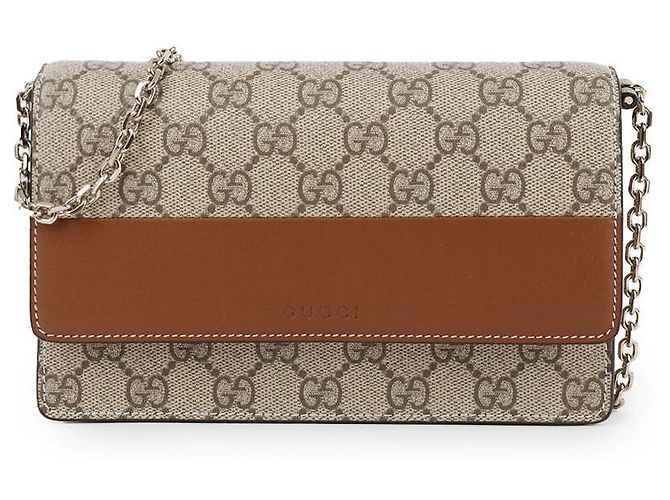 Gucci Portafoglio con catena e emblema Marrone - vista 3