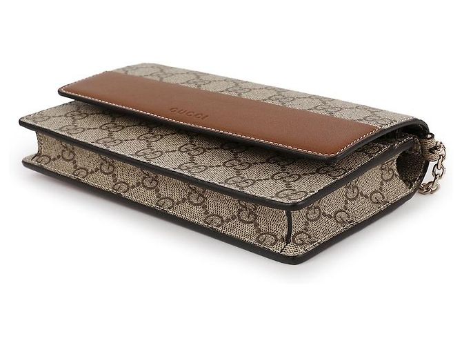 Gucci Portafoglio con catena e emblema Marrone - vista 6