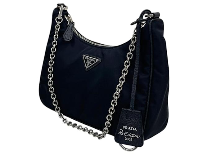 Prada Borsa a tracolla e spalla Multi Hobo in Re-Nylon Nero - vista 3