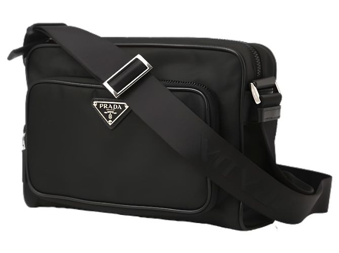 Prada Borsa a tracolla in nylon con logo triangolare Nero - vista 7