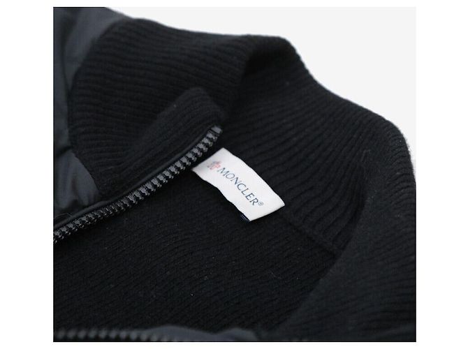 Moncler Cardigã acolchoado com fecho éclair em lã Preto - vista 3
