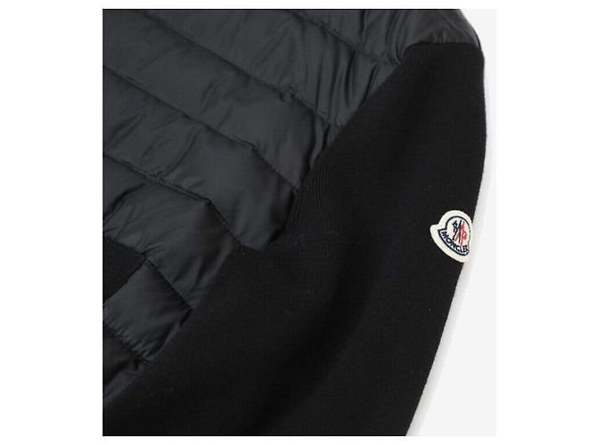 Moncler Cardigã acolchoado com fecho éclair em lã Preto - vista 5
