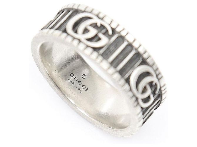 Gucci Anello largo GG Marmont in argento - vista 5