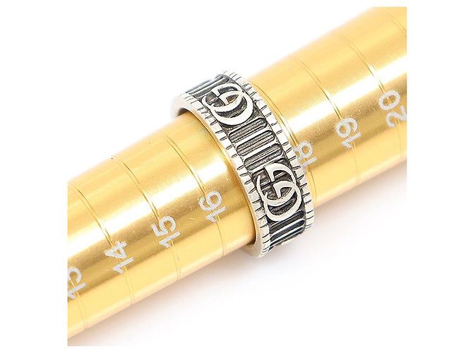 Gucci Anello largo GG Marmont in argento - vista 7