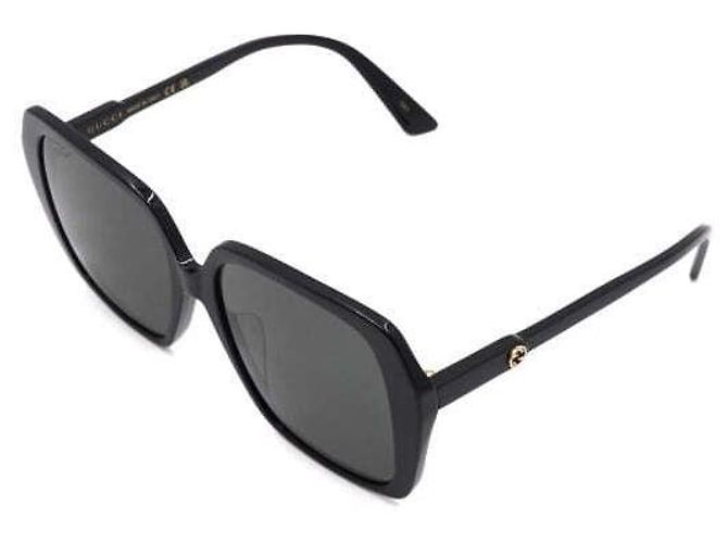 Gucci Black Rectangular Square Gold GG Logo Women's Sunglasses - view 2