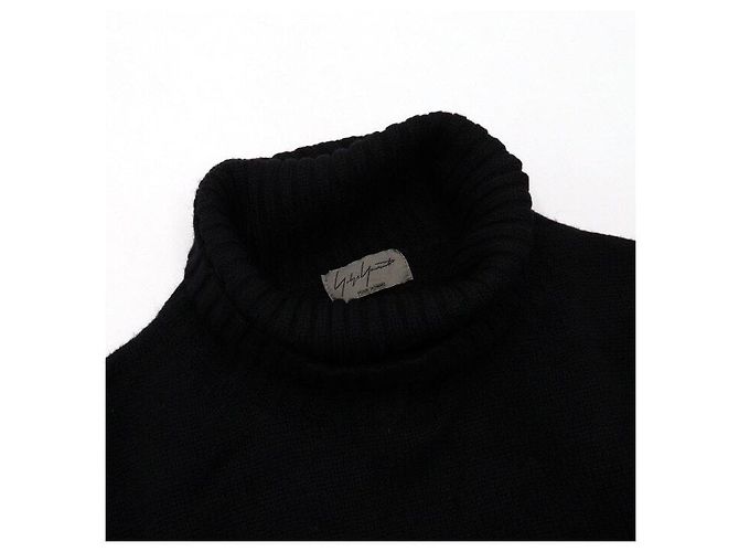 Yohji Yamamoto Black Rain Wollpullover Unisex Strick T-Shirt Schwarz - Ansicht 5