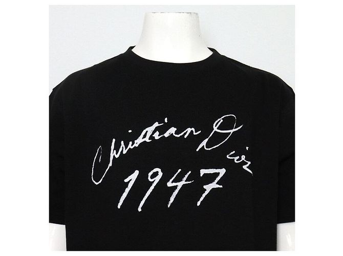Dior Unisex T-Shirt aus Baumwolle in Schwarz mit weißem Logo - Ansicht 2
