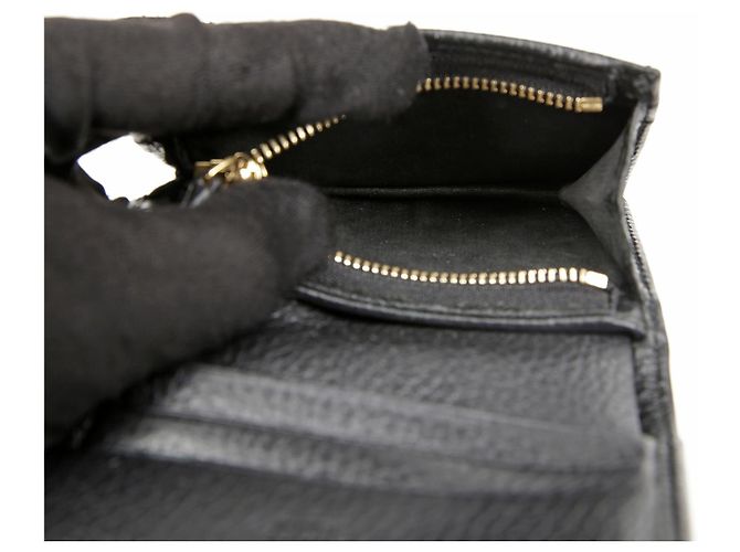 Gucci Tarjetero GG Marmont de piel Black Gold Negro - vista 12