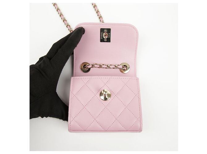 Chanel Borsa a tracolla Vanity Mini CC Trendy in pelle di agnello Rosa - vista 13