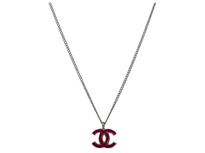 Chanel CC Silber Halskette Rosa Pink - Ansicht 2