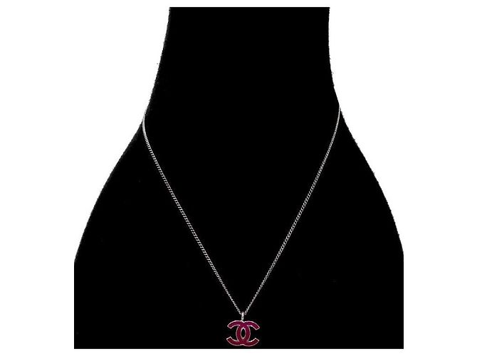 Chanel CC Silber Halskette Rosa Pink - Ansicht 5