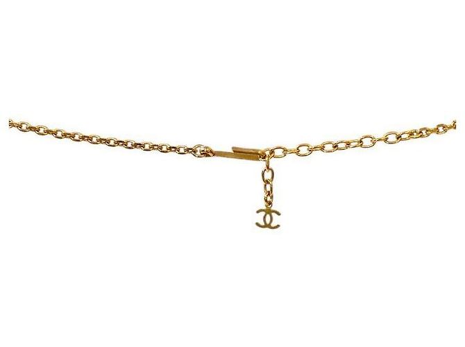 Chanel Goldkette mit CC-Perlenanhänger Weiß - Ansicht 3